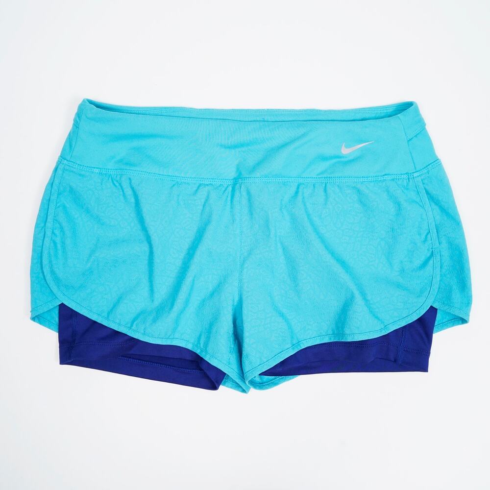Nike Rival 2-in-1 Running Shorts Women's M Blue Dri-FIT Lined Athletic 3"
